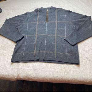 Alex Cannon 1/4 Zip 100% Cotton Long Sleeve Knit Sweater Size Large